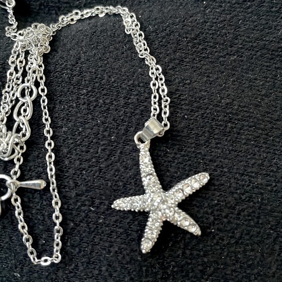 Crystal rhinestone Diamond STARFISH necklace charm pendant - Picture 6 of 10